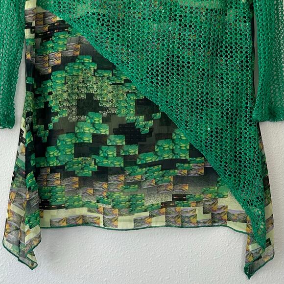 Vintage Adore asymmetric sheer layered unique 90s Y2K crochet 3/4 sleeve artsy S - Picture 4 of 13